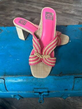 DV by Dolce Vita Pink Braided Rope Block Heel Mules
